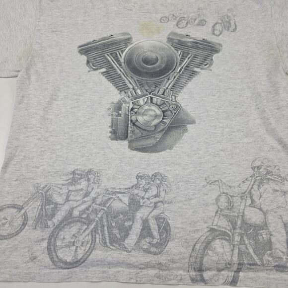 Vintage 90s Biker Motorcycle Shirt Mens Medium Engine Chopper Single Stitch - Picture 3 of 11